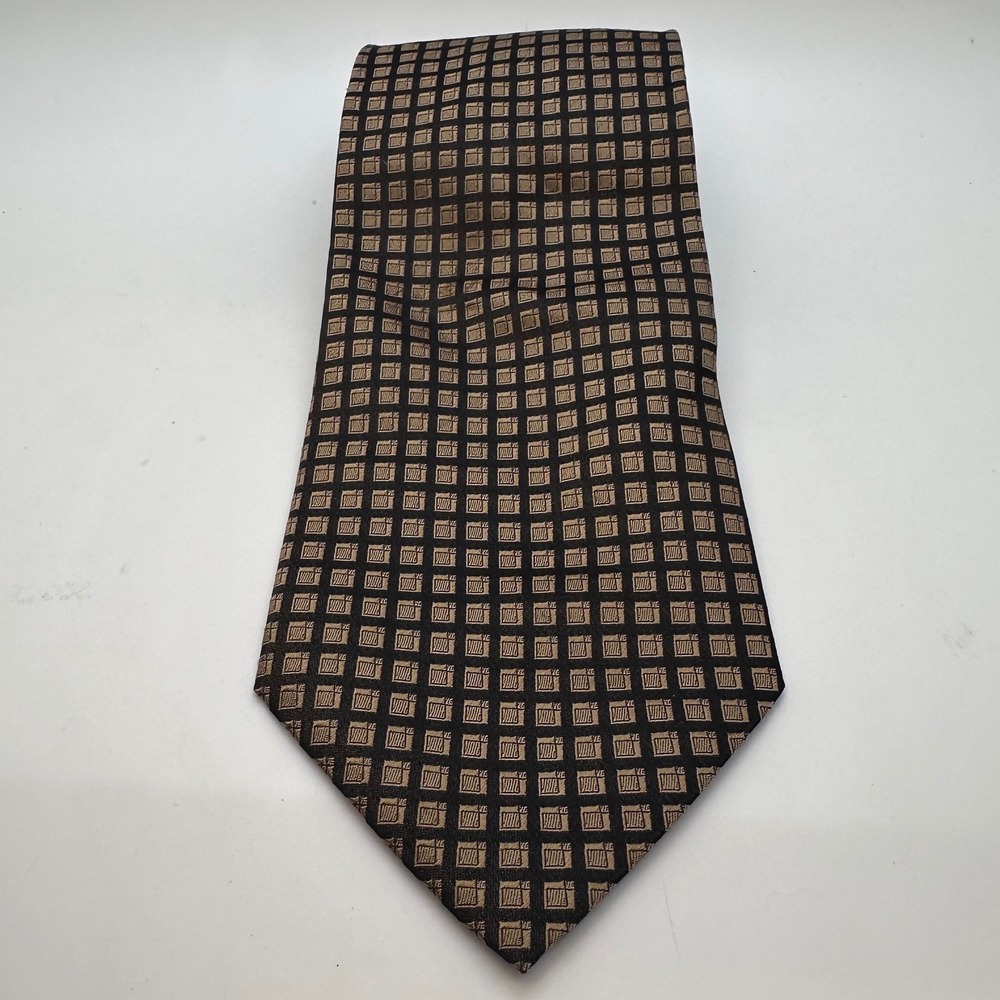 Dockers Khakis Silk Necktie Brown Geometric Professional Pattern Business Career